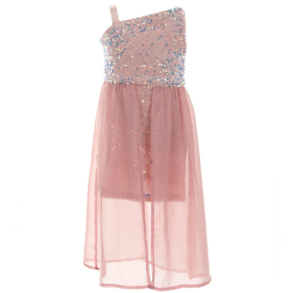 Elegant Pink Sequin Kids Formal Dress